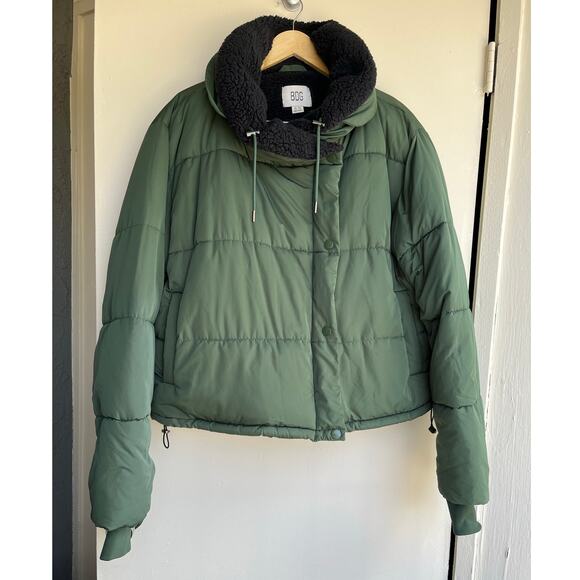 BDG Marlow Puffer Fleece Basic Staple Classic Jacket Coat Green Black Sz XL $119 - Picture 7 of 16